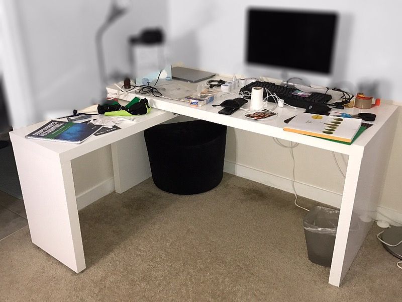 IKEA MALM Desk w/PullOut Panel in White color + DRAWER Unit On Caster