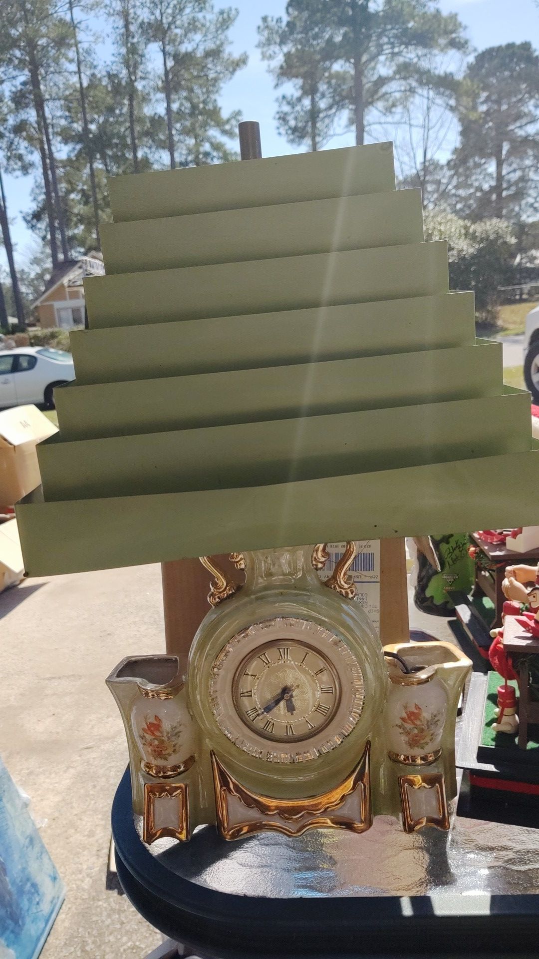 Vintage porcelain lamp with planters from the 50s