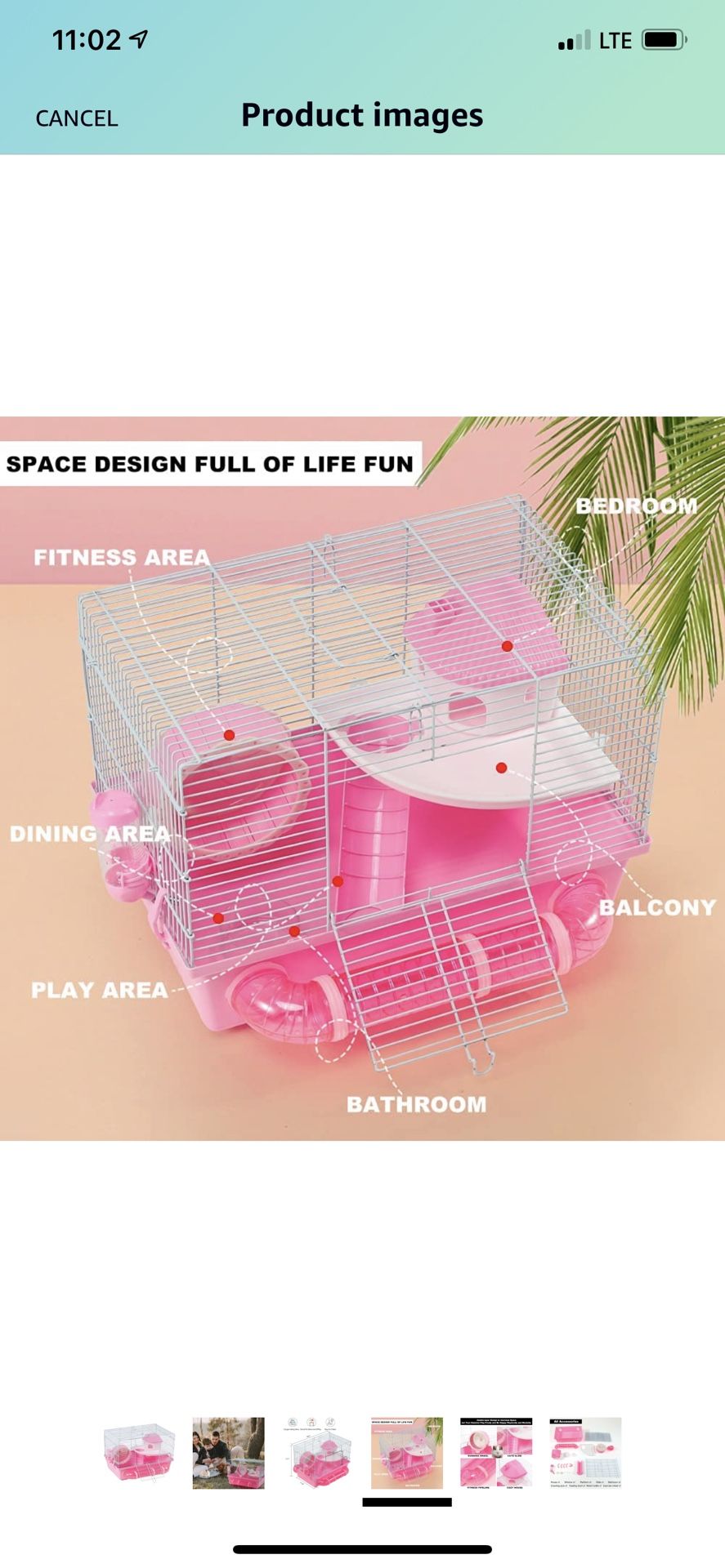 Hamster Cages Large, Rolling Hamster Cages and Habitats for Syrian Rat Mouse Large Living Space with Tube Bathroom