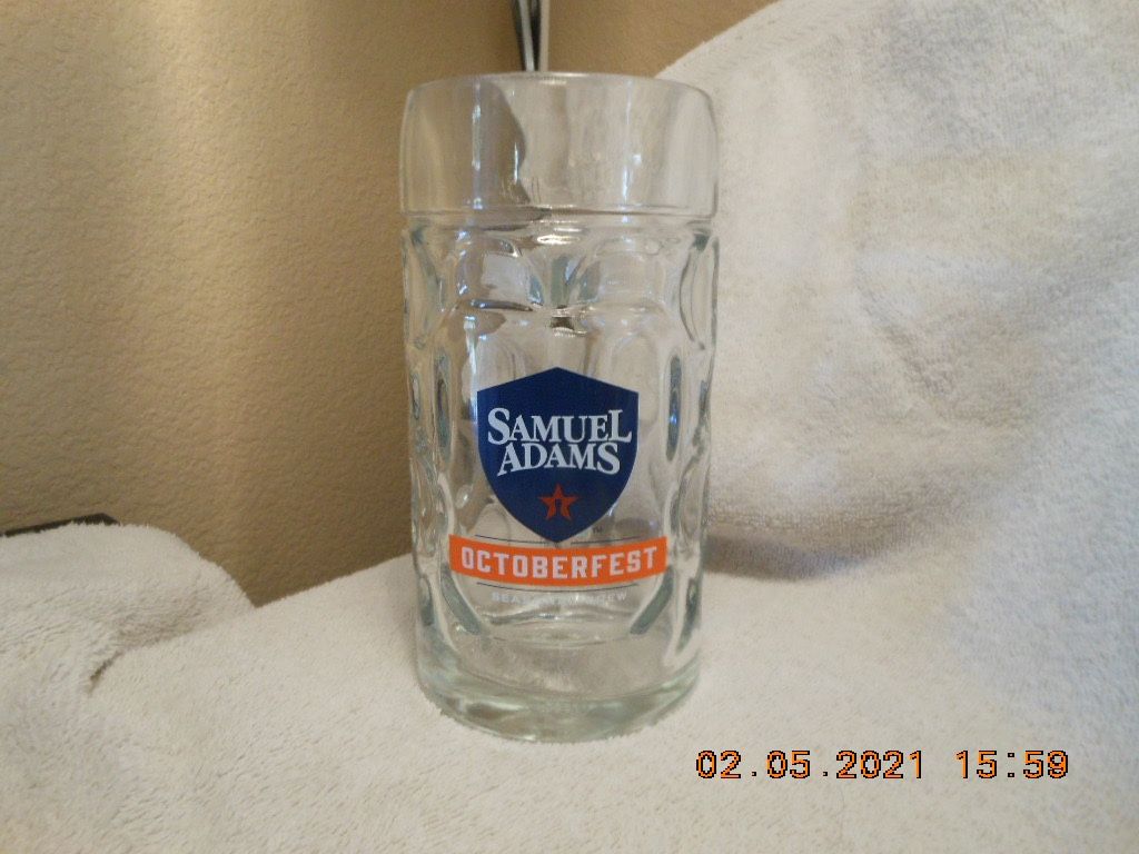 Samuel Adams Beer Octoberfest Mug Dimpled Glass Stein 0.5L