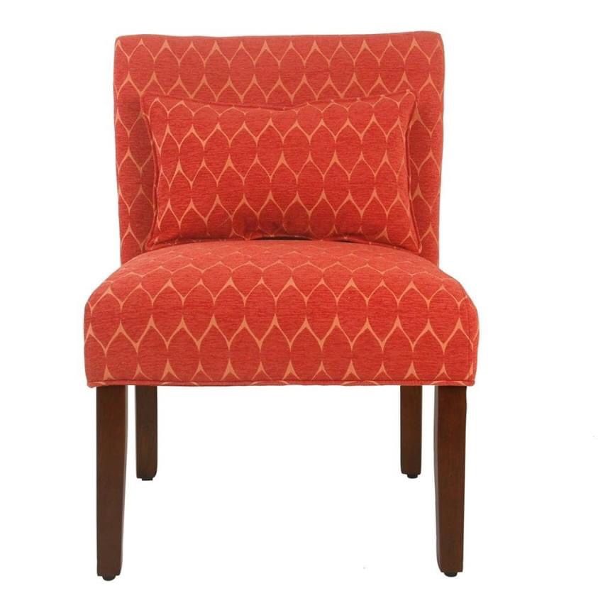 Orange Geometric Pattern Accent Chair