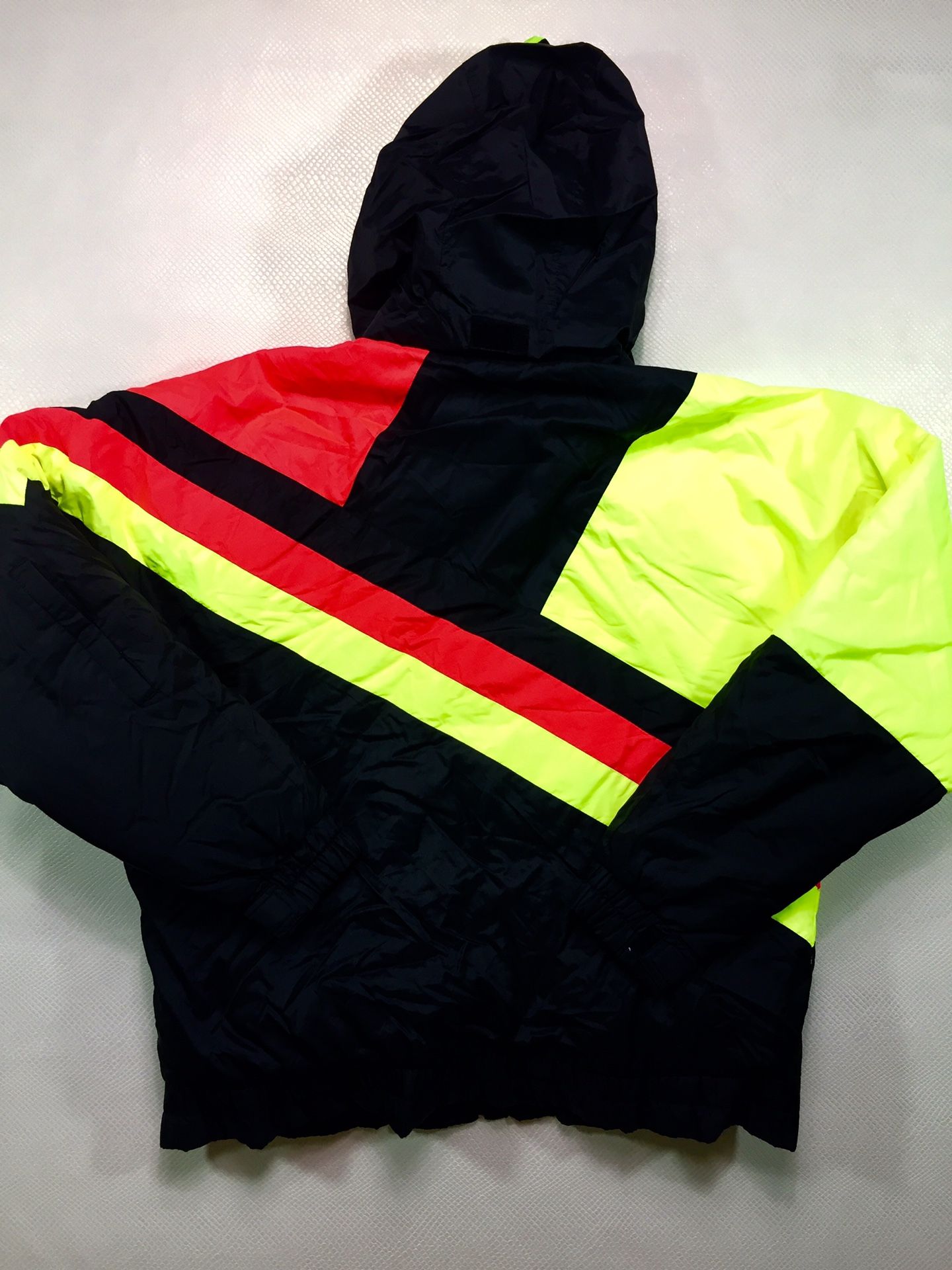 80s Vintage Downhill Racer Down Filled Ski Jacket Neon Color Block Large
