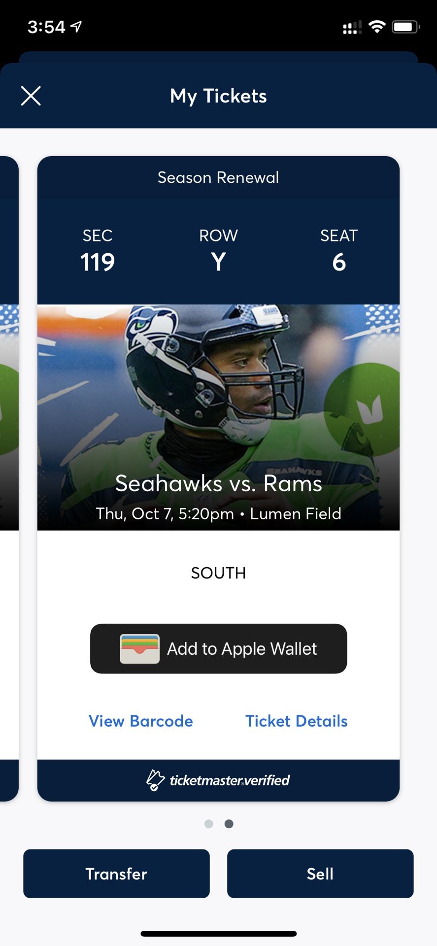 2 Hawks Vs Rams Tickets TNF 100 Level $200