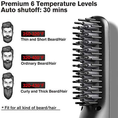Beard Straightener for Men, Beard Straightening Comb, Heated Hair Straightener Brush for Men and Women, Beard Brush Straightener, Adjustable Temperatu