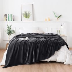 ONME Fleece Blanket Twin Size,Dark Grey, Soft Cozy Microfiber Flannel Blankets  Thumbnail
