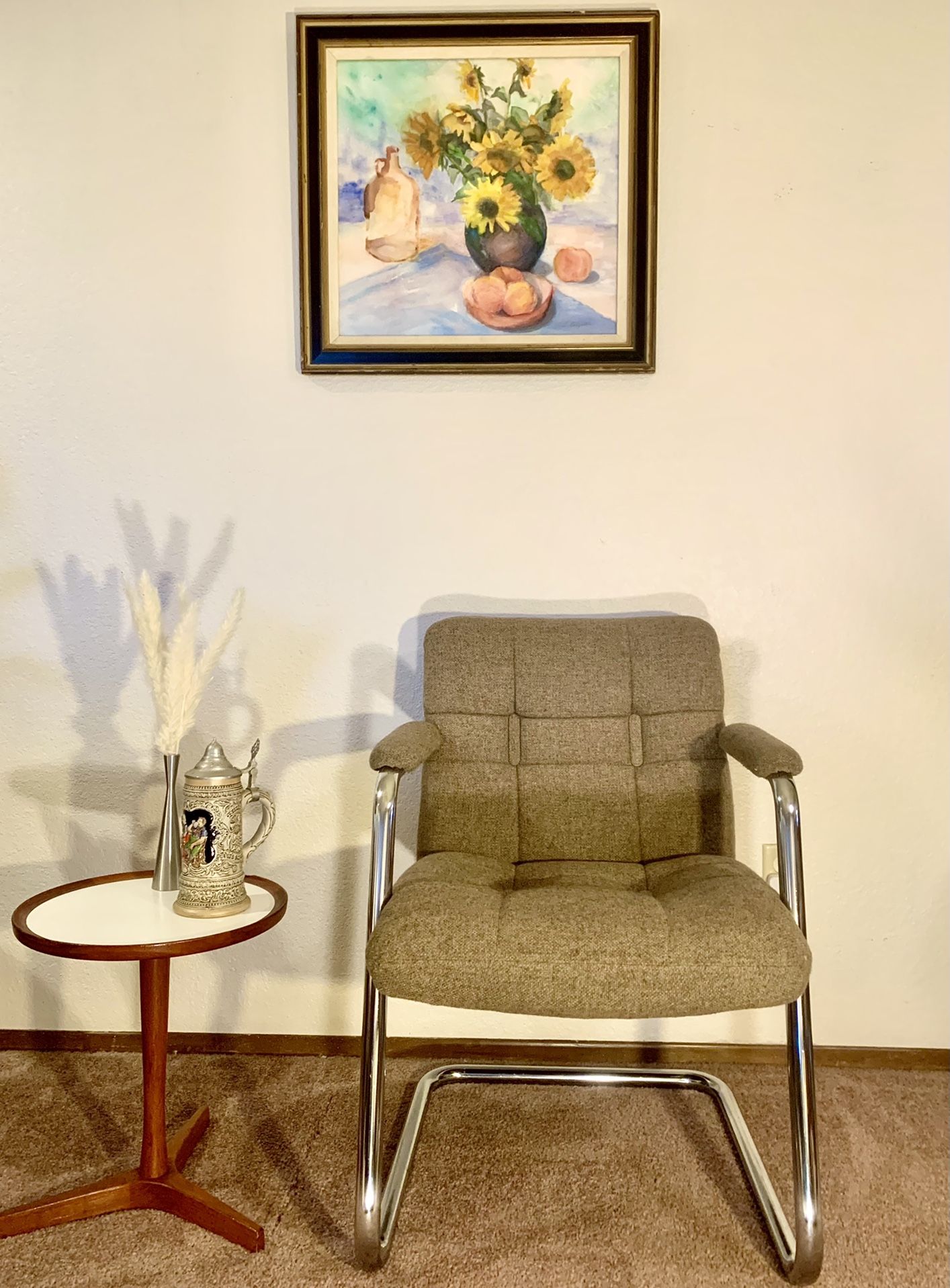 Vintage Milo Baughman Mid Century Modern Cantilevered Chair For ChromeCraft