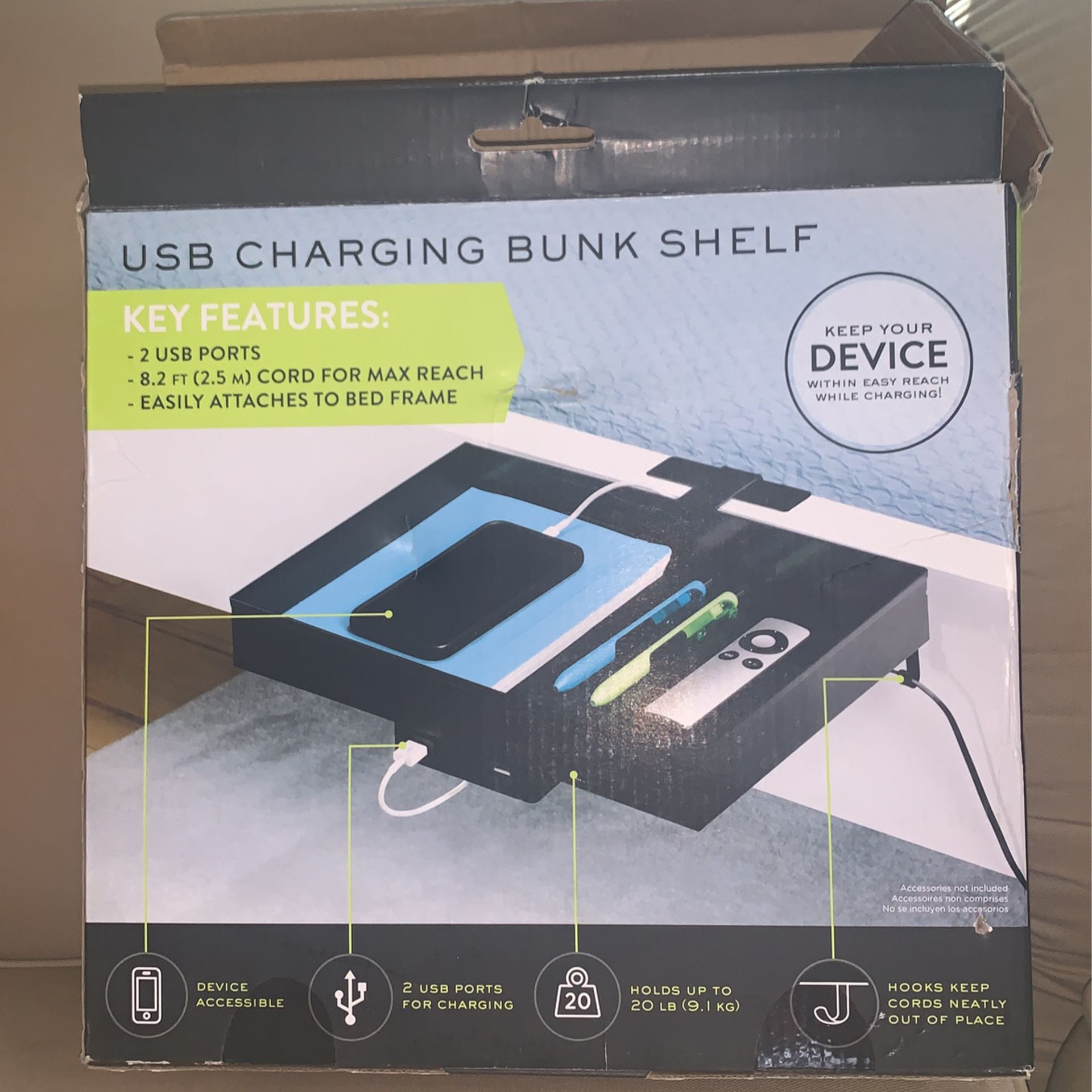 USB Charging Bunk Shelf