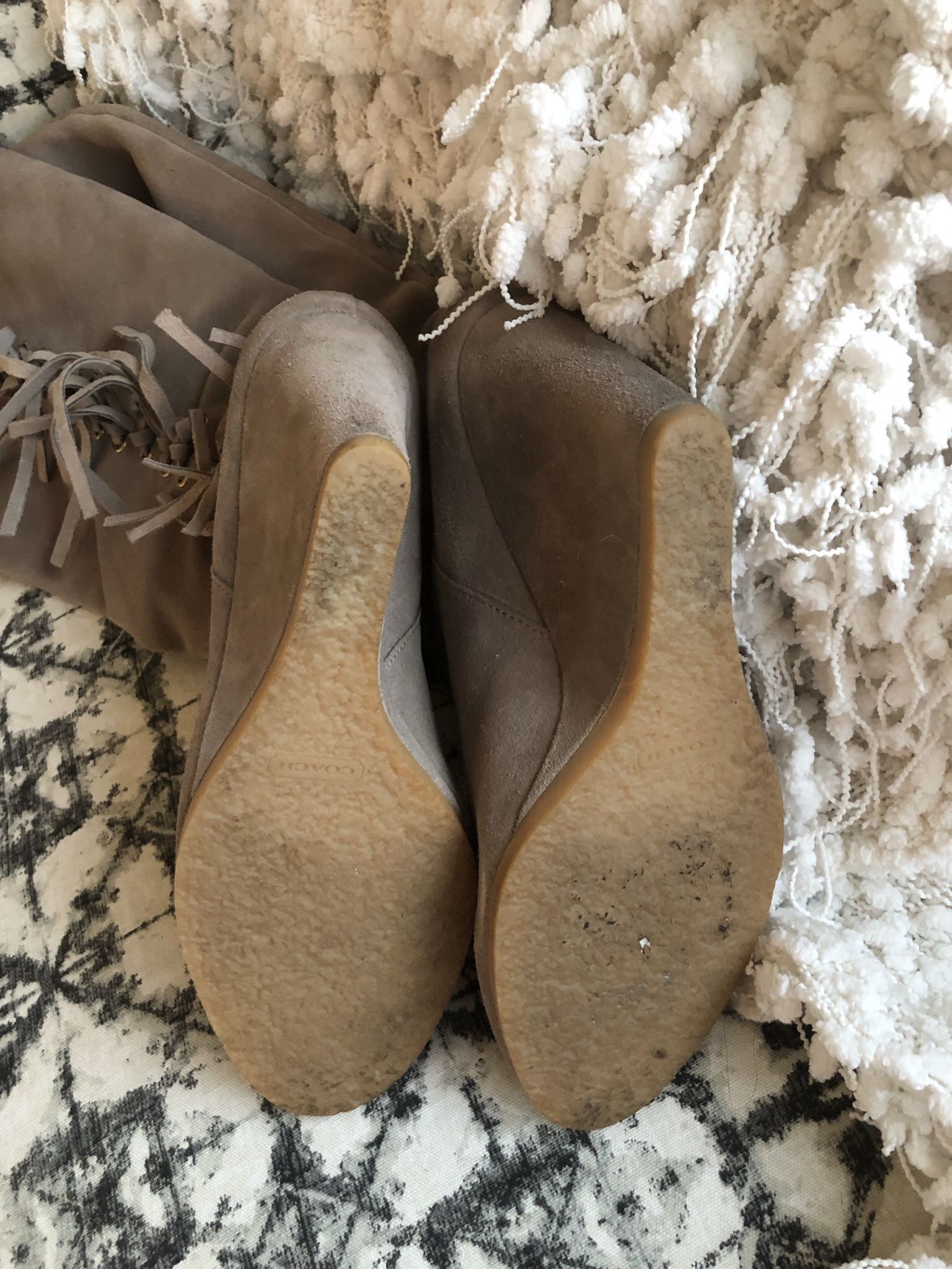 COACH Dollie Fringe Leather Boots Size 8.5