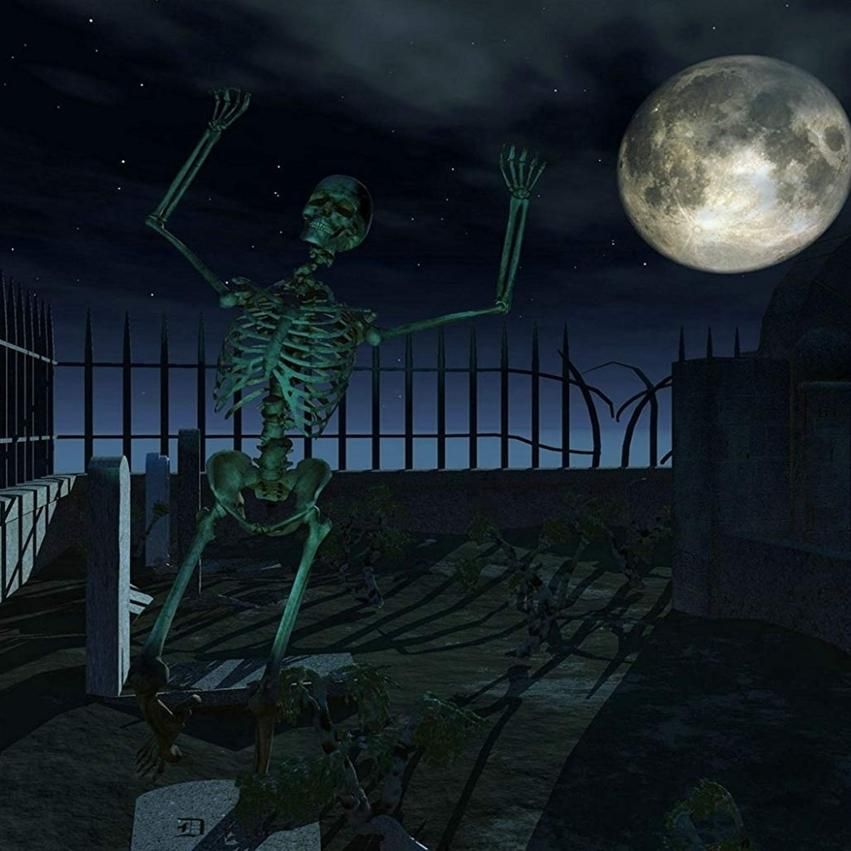 7x5ft Thriller Halloween Photo Backdrops Dark Human Skeleton Haunted Boneyard Photo Booth Props