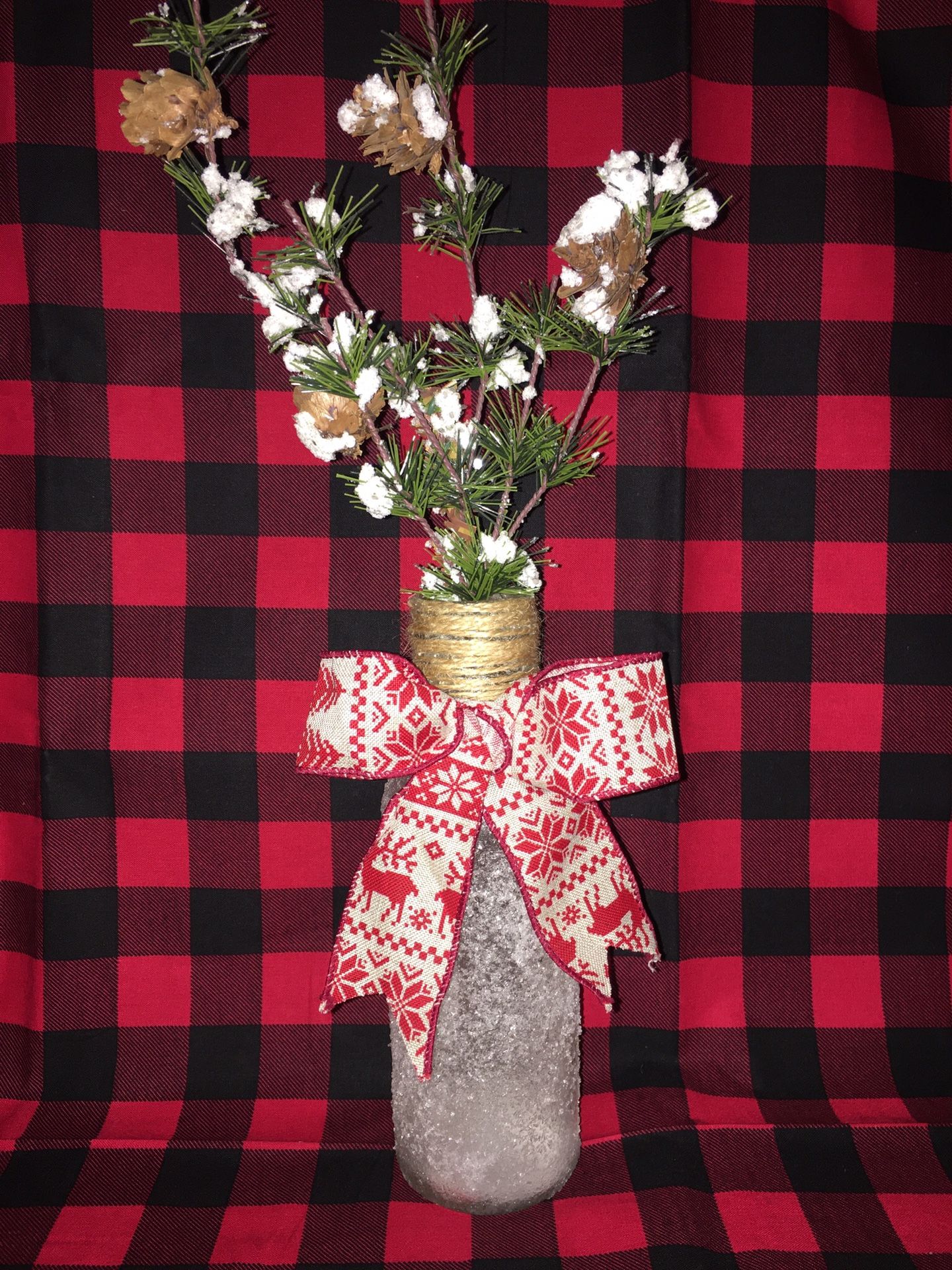 Frosted glass Christmas vase