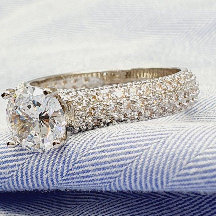 "Luxury Zircon Full Filled Dazzling Stone Silver Rings for Women, VP1675