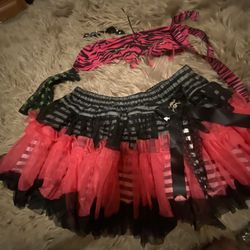 CosPlay Womens Sexy 80s Girl Punk Skirt Slip Tutu Tube Top Size Large Bracelet Heart Necklace Hoop Earrings Headband And Glove Thumbnail