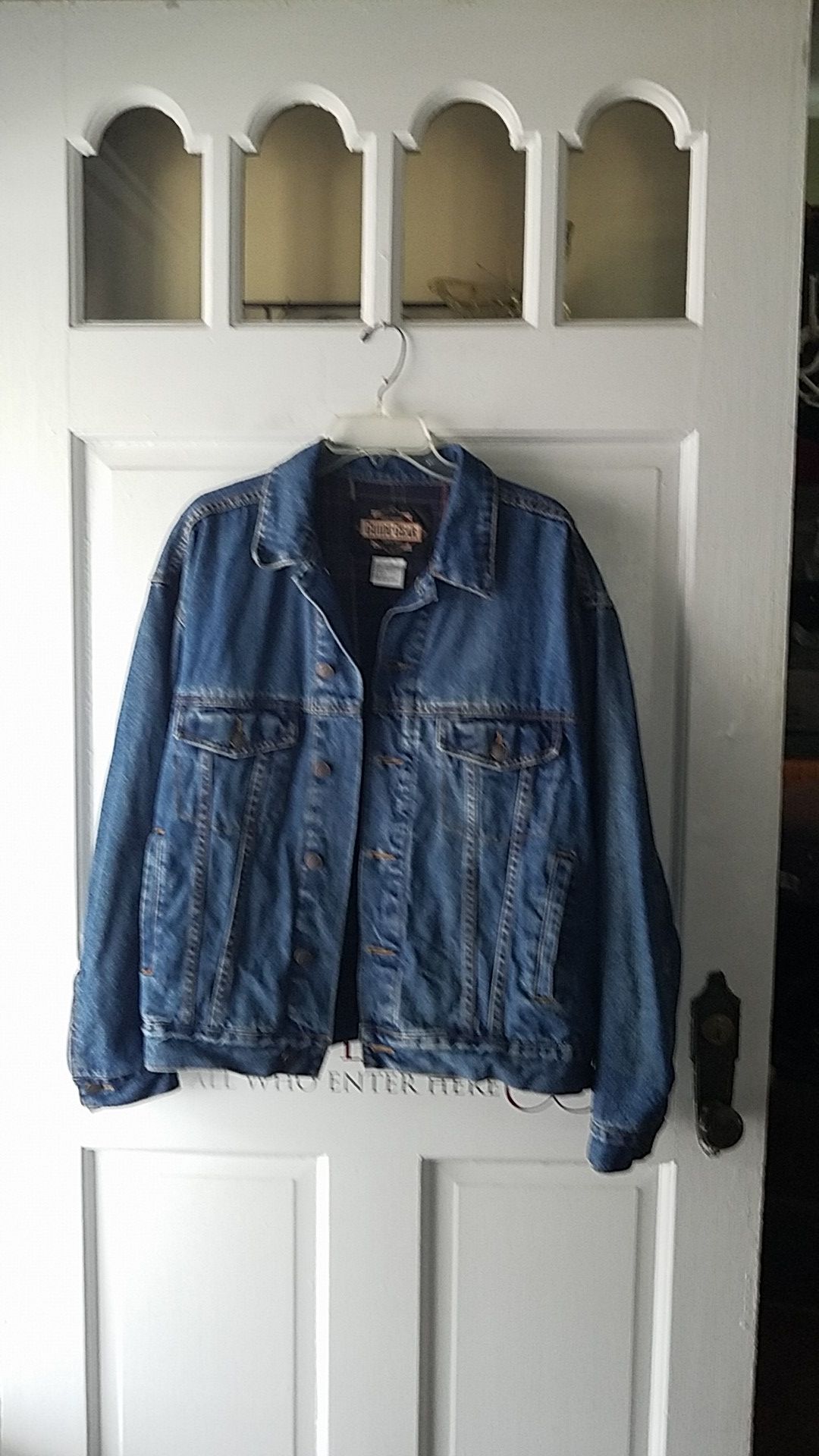 Men's Denim Jacket- flannel lined - large