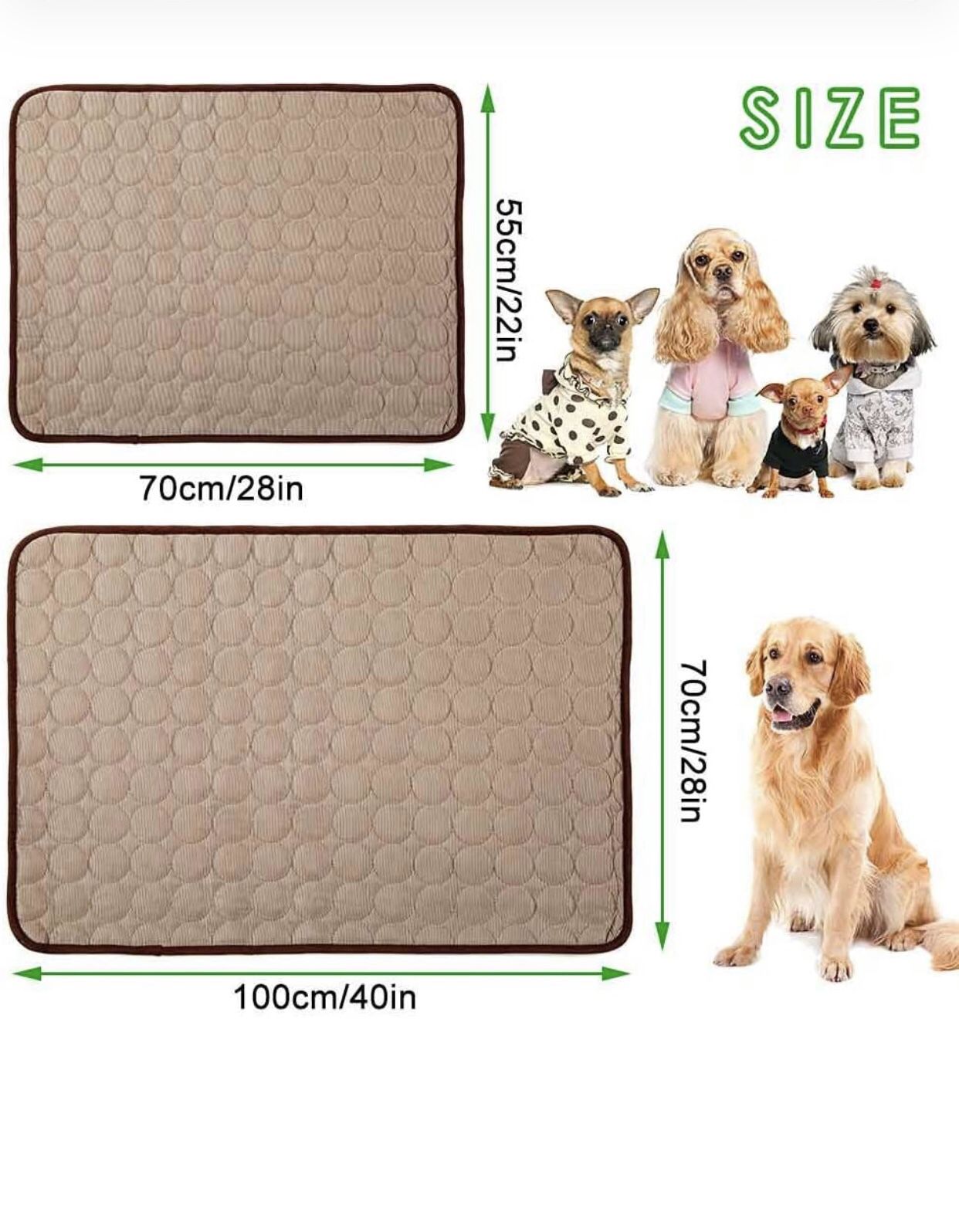 Jaaytct Cooling Mat for Dogs Cats Ice Silk Pet Self Cooling Pad Blanket for Pet Beds/Kennels/Couches /Car Seats/Floors Size XL