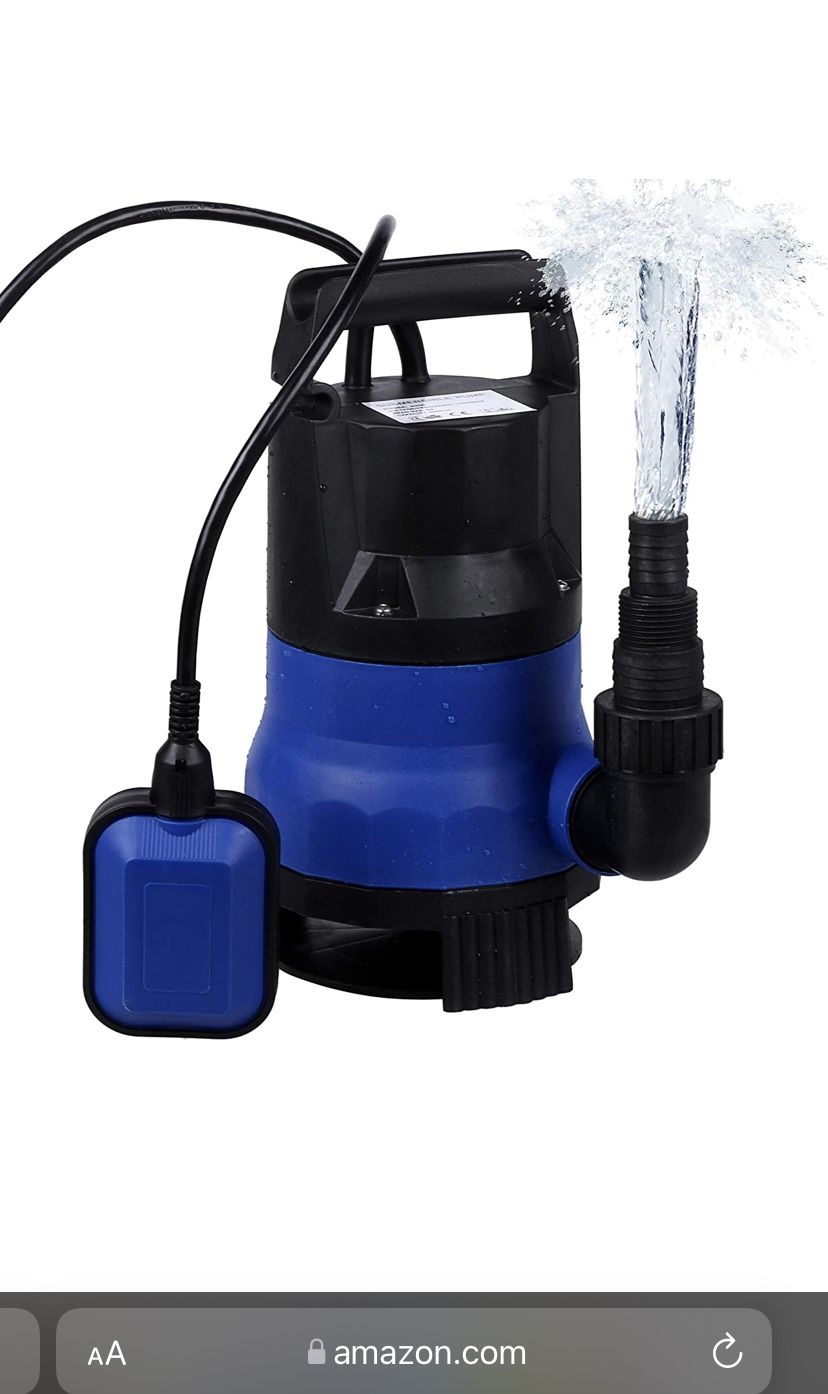 New Submersible Water Pump Sump with Float Switch Portable Clean/ Dirty Water Pump Heavy Equipment Pump (0.5HP, Blue) Hose Included $65 or BO