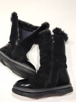 VITACCI Girl’s Black Fur Lined Leather Suede Boots, 29 Thumbnail