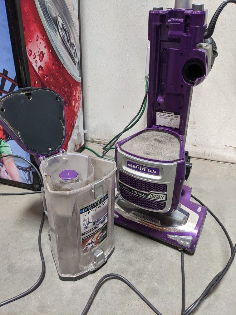 2 Used Shark NV581 (Purple) & NV360 (Blue) Rotator Powered Lift Vacuum Cleaners