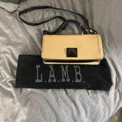 L.A.M.B. Really Unique Cream And Black Leather Shoulder Bag Thumbnail