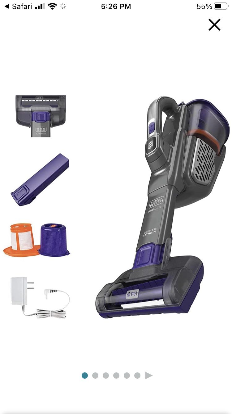 BLACK+DECKER Dustbuster Handheld Vacuum for Pets, Cordless, AdvancedClean+, Gray (HHVK515JP07)