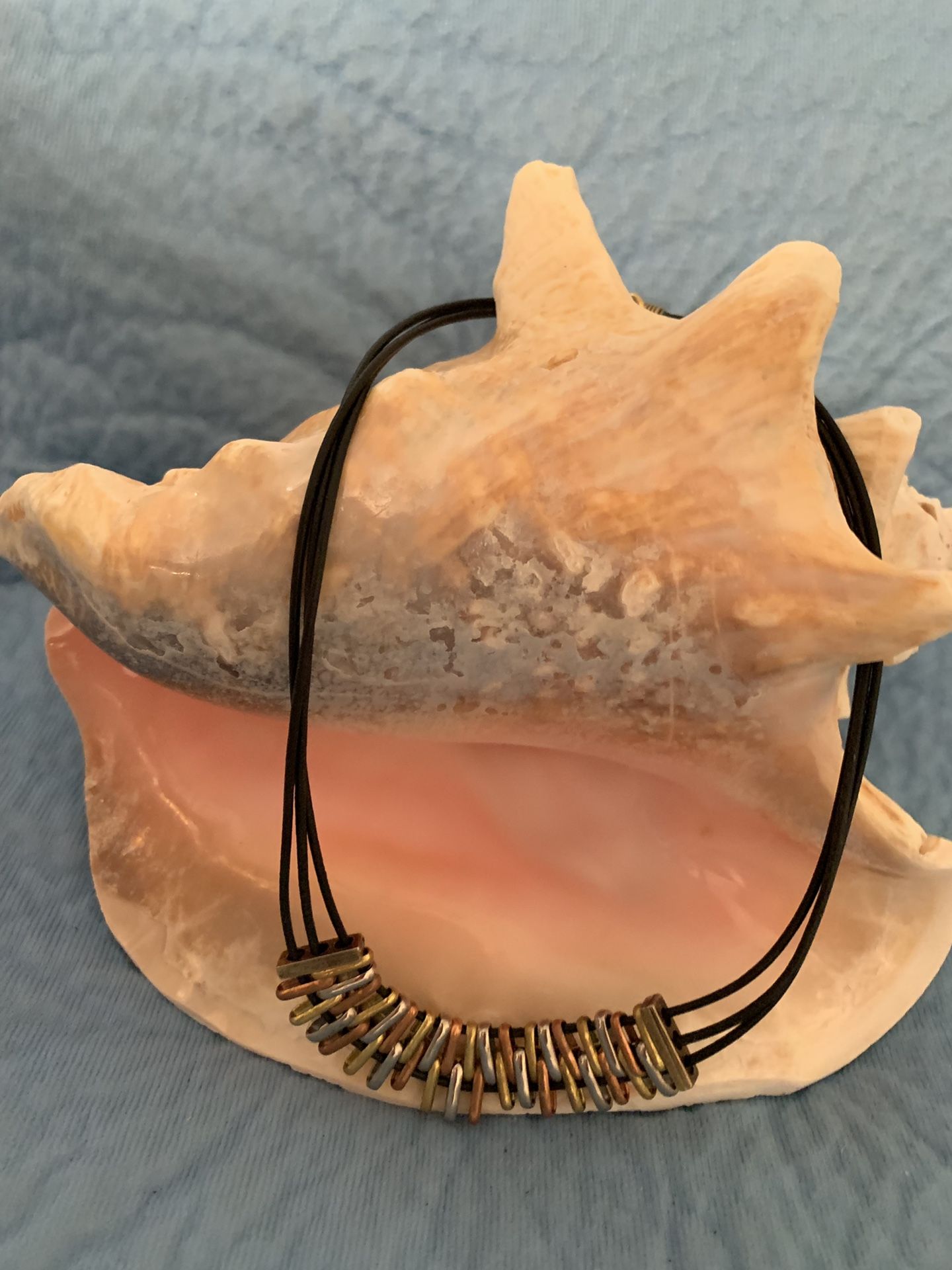NECKLACE - Multi-Colored On 3 Black Rolled Leather Cords!