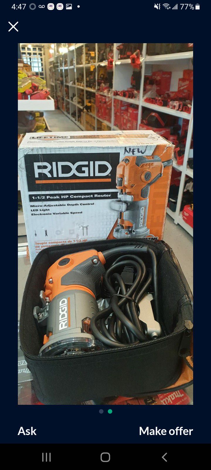RIDGID COMPACT ROUTER 1-1/2" CORDED 
