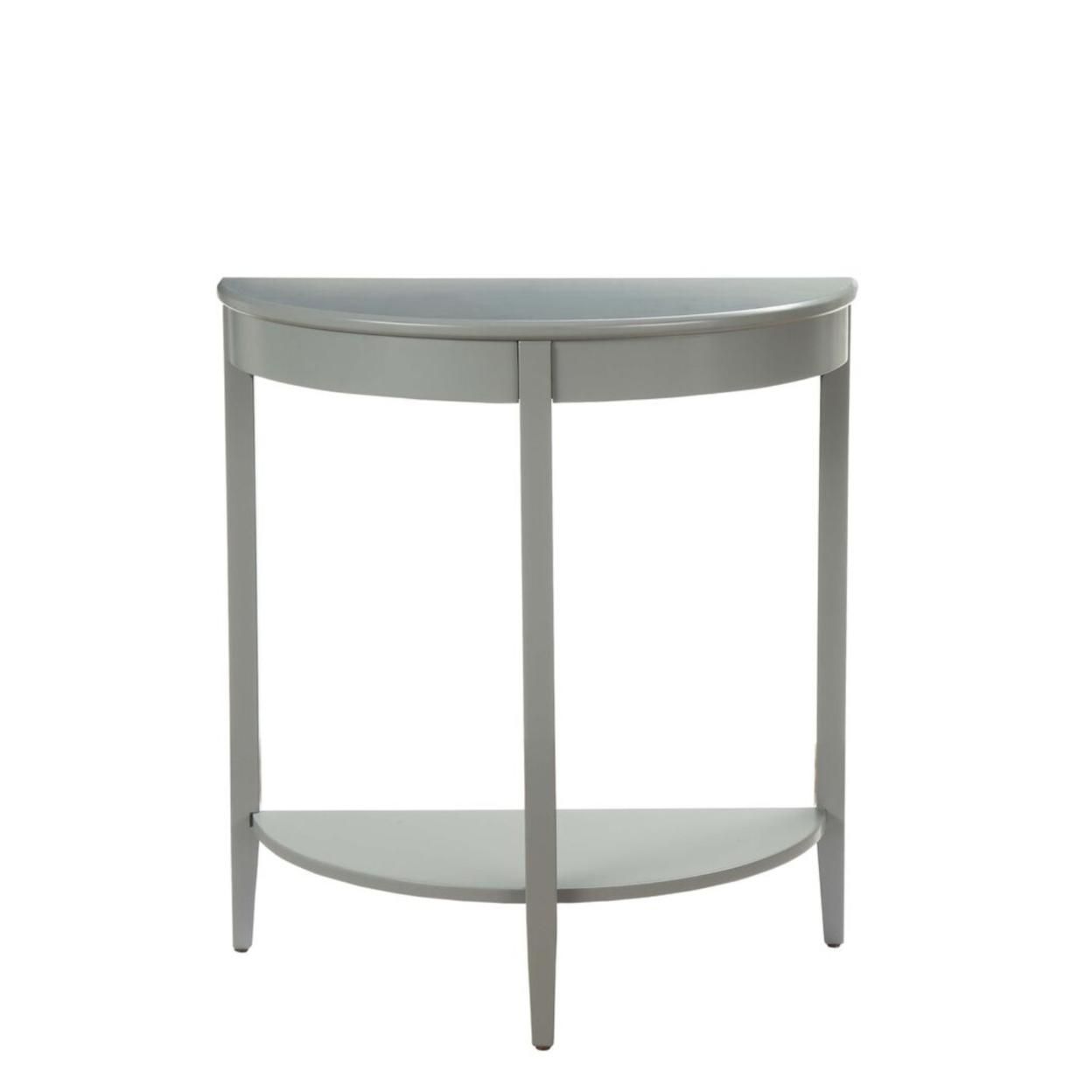 Saltoro Sherpi Wooden Half Moon Shaped Console Table with One Open Bottom Shelf, Gray