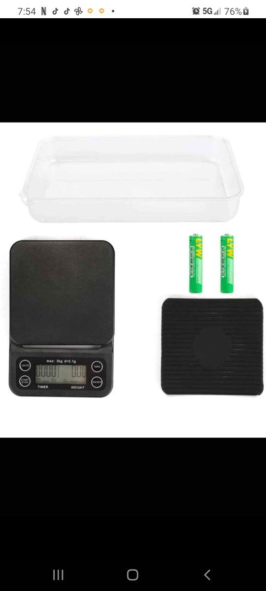 Scale with Timer, High Accuracy Kitchen Food Scale with Tare Function, 6.6LB/3KG Max Load, 0.1g Precision Sensor, Batteries Included
