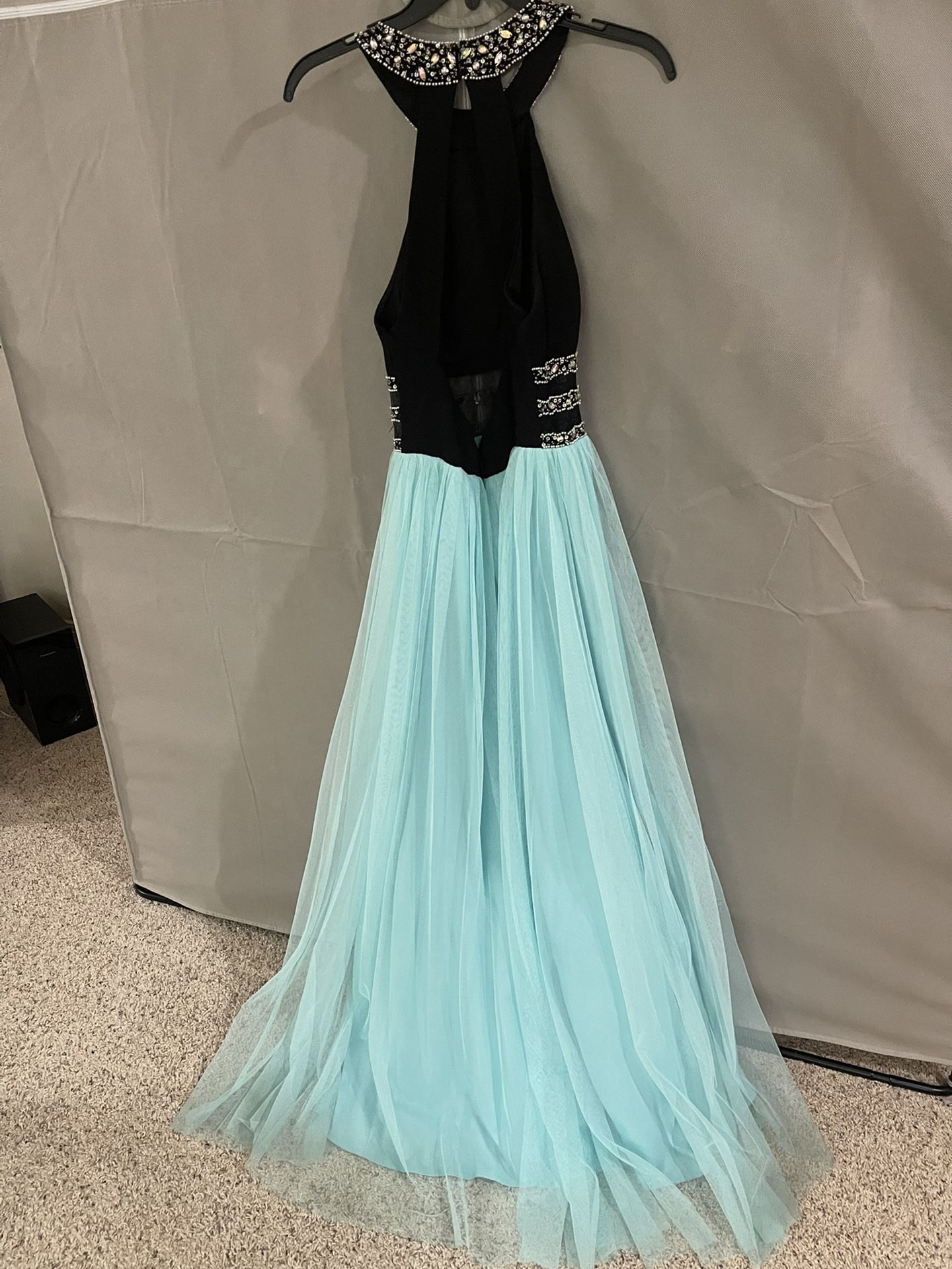 Teal & Black Prom Dress