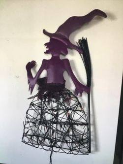 Halloween Lighted Wall Hanging Witch 28” Tall Thumbnail