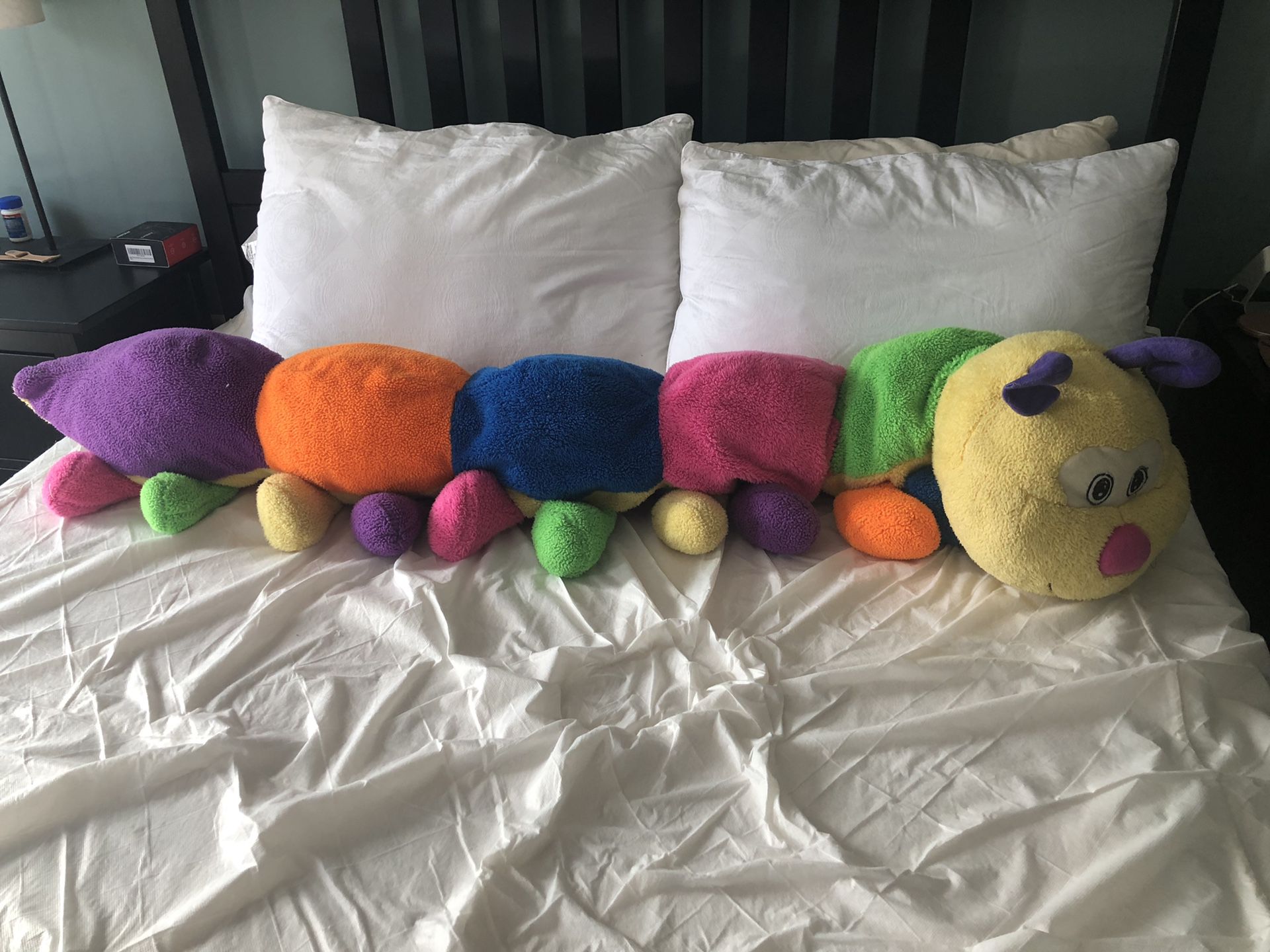Giant stuffed animal caterpillar body pillow