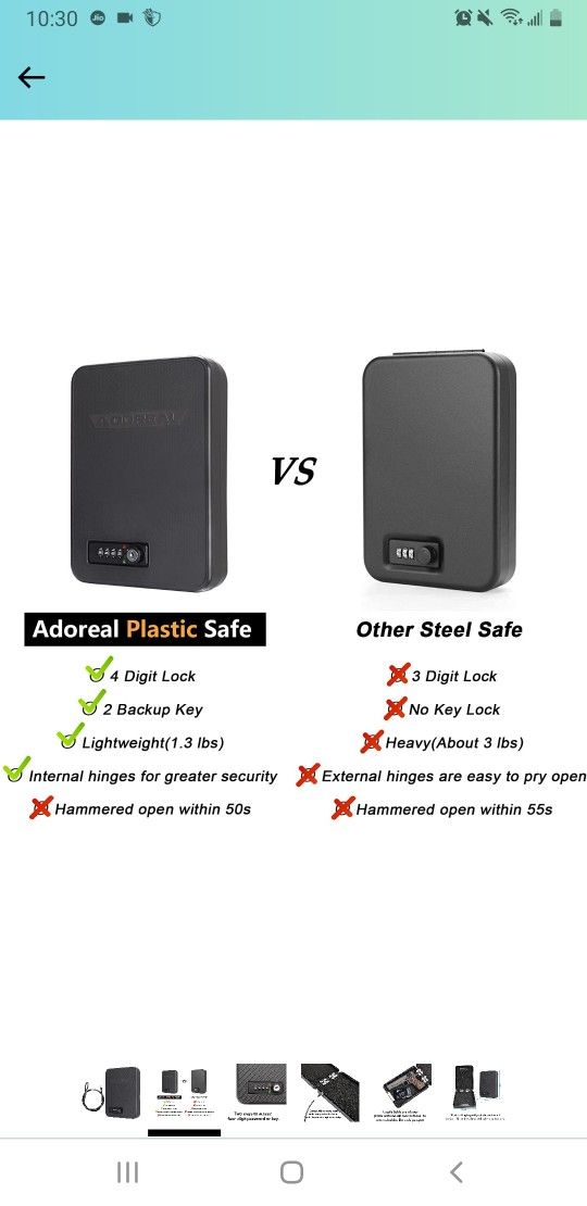 Gun Safes for Pistols, Small Pistol Safe Handgun Portable Safe with 4 Digits Combination Lock for Gun Storage, Plastic Handgun Case for Car, Home, Tra