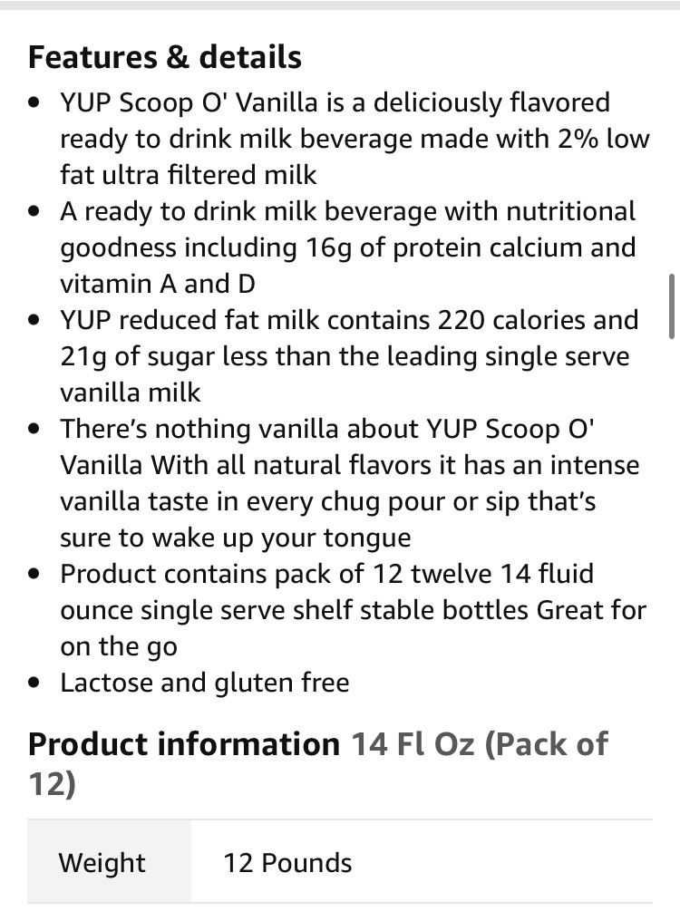 Fairlife YUP! Smooth Vanilla Flavor, 12 Pack