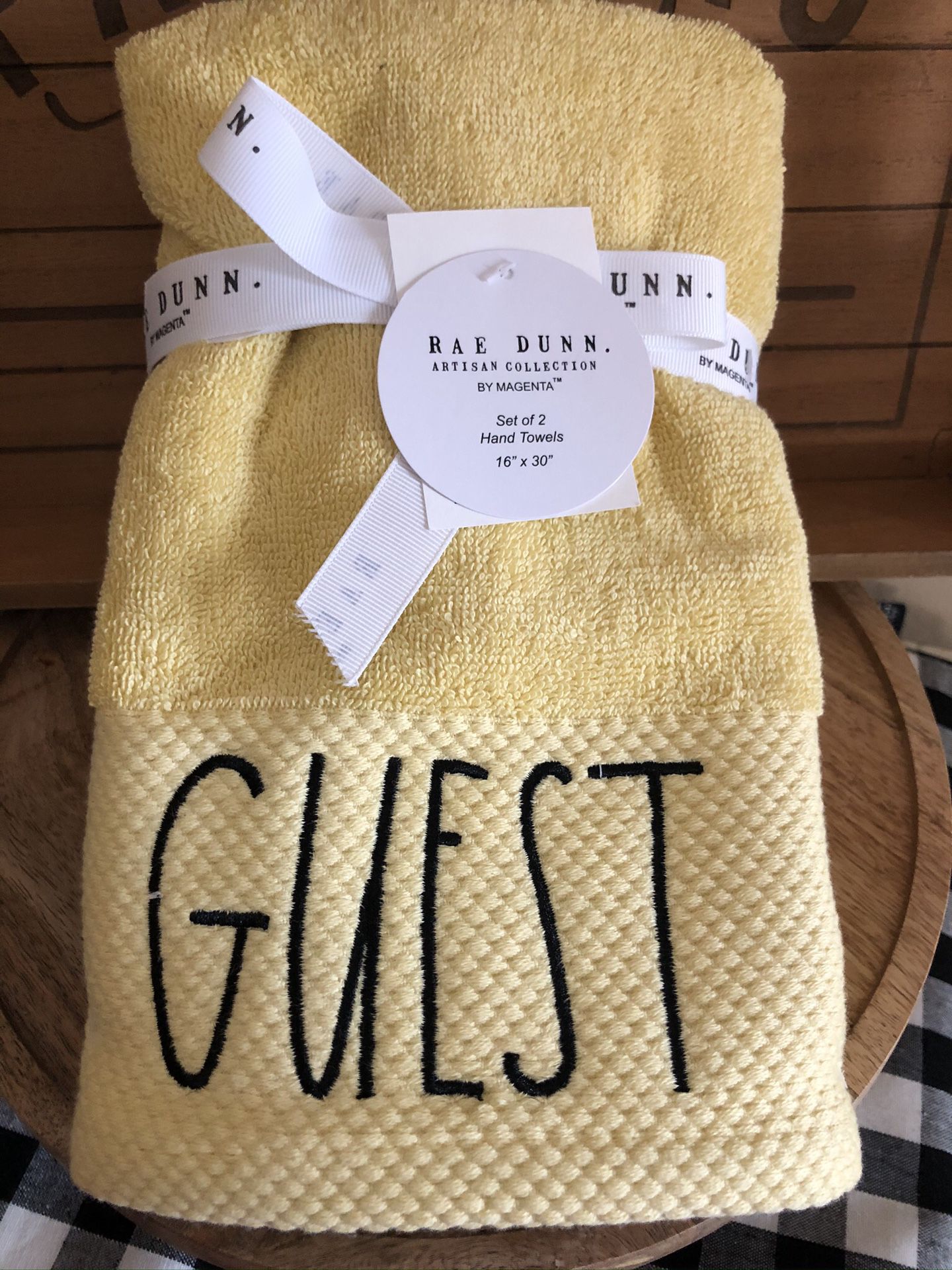 Gorgeous Rae Dunn Yellow GUEST Towels