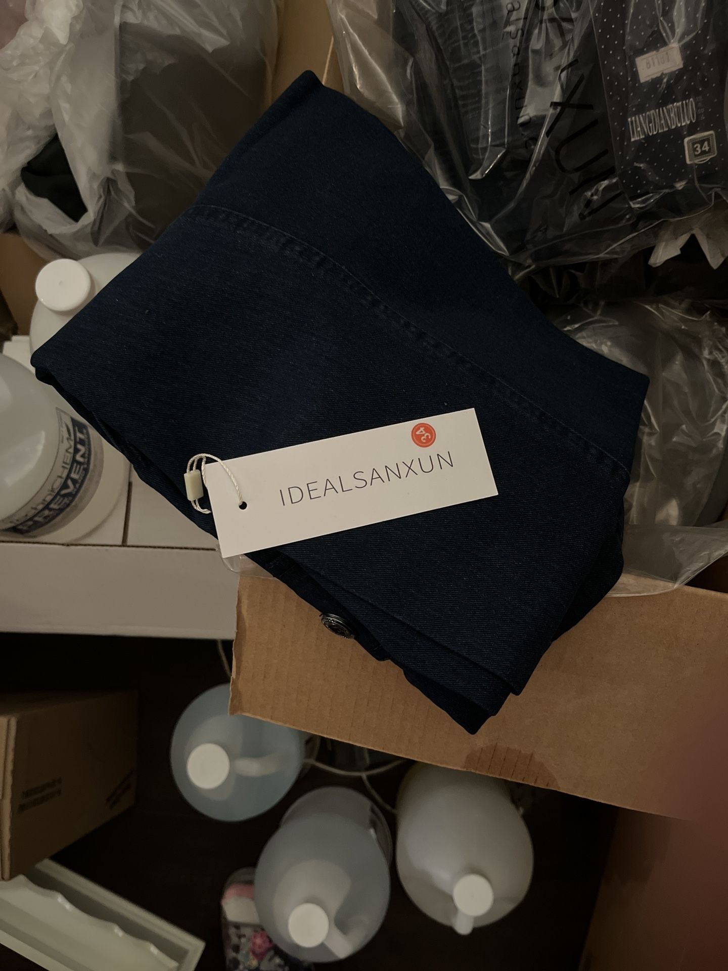 3 Brand New Still In Bag IDEALSANXUN Men’s Elastic Waist Loose Fit Denim Pants Casual Solid Jeans Trouser