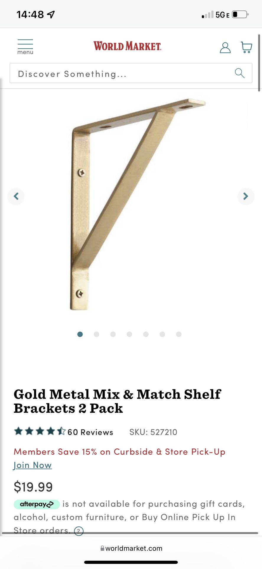 World Market Gold Metal Shelf Brackets