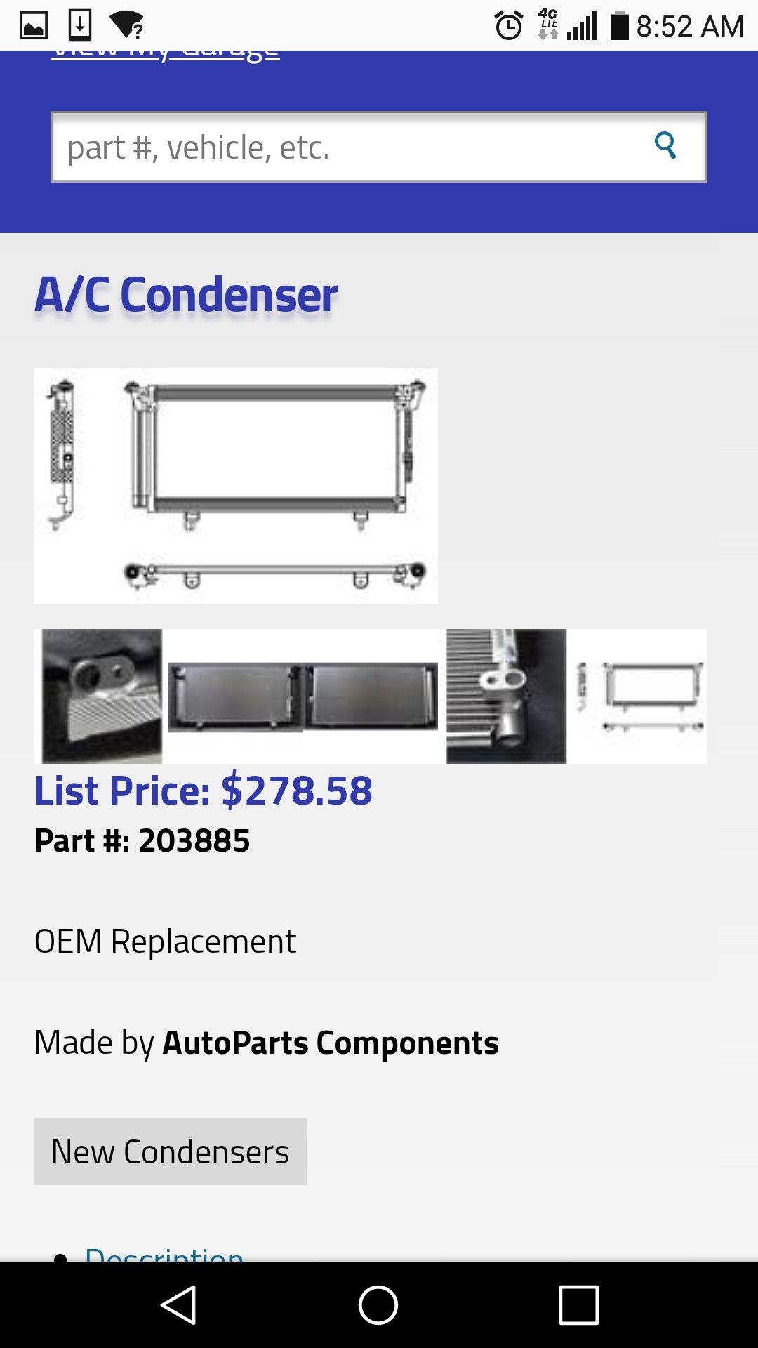 AC condenser for a Subaru Outback and Legacy