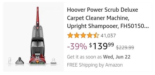 Hoover Carpet Cleaner Shampooer 8009 Thumbnail