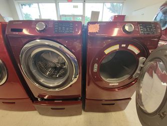 Samsung Front Load Washer And Electric Dryer Set With Pedestal Used In Good Condition With 90day's Warranty  Thumbnail
