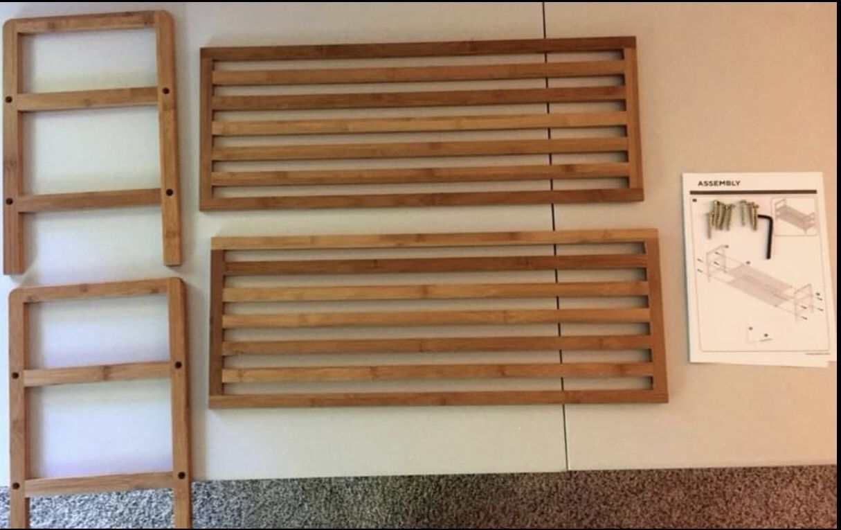 New (In Box) Shoe Rack 2 Tier Natural Bamboo Wooden Organizer Stand Storage Shelf Shoe Shelf