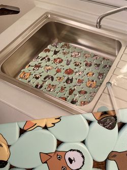Dog Themed Sink Mat By Totally Kitchen, Various Breeds Of Dogs Faces 🐶 Thumbnail