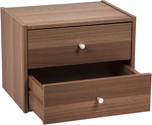 Wooden Stacking Storage Box, Dark Brown Thumbnail