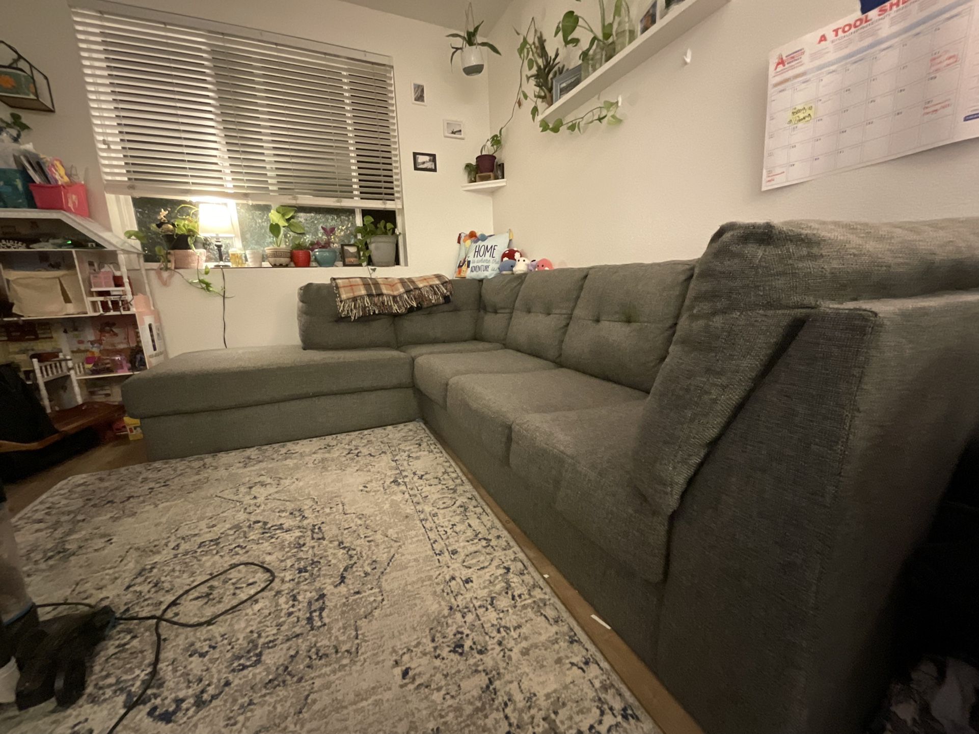 Arrowmask Charcoal 2 Piece 116" Sectional with Left Arm Facing Corner Chaise