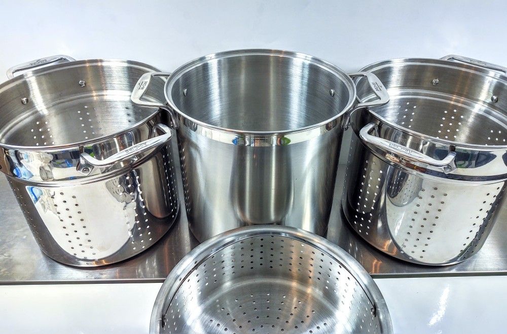 All-Clad 12 Qt Stock Pot With 3 Colander/Steamer Inserts