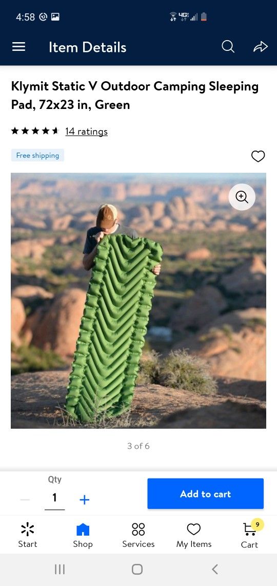 New Klymit Static V Outdoor Camping Sleeping Pad 73×23 In.. Below Retail Price 4left Retails For $55 Selling For $30each ..