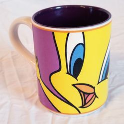 Vintage Official Warner Bros Tweety Bird Coffee Mug Looney Tunes Ceramic Thumbnail