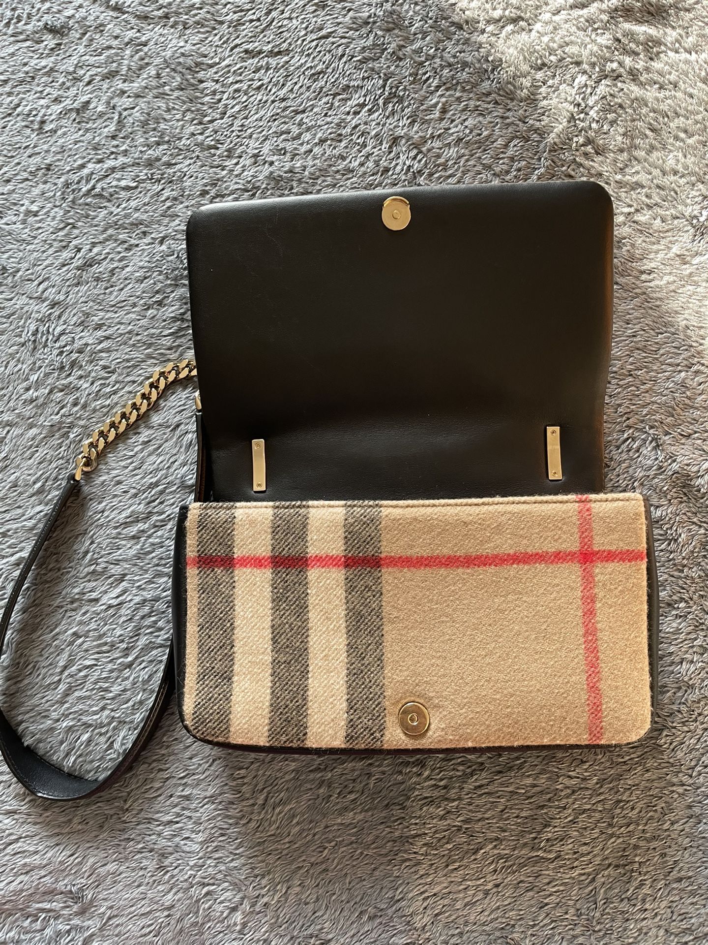 100% Authentic Small Burberry Quilted Check Cashmere Lola Bag