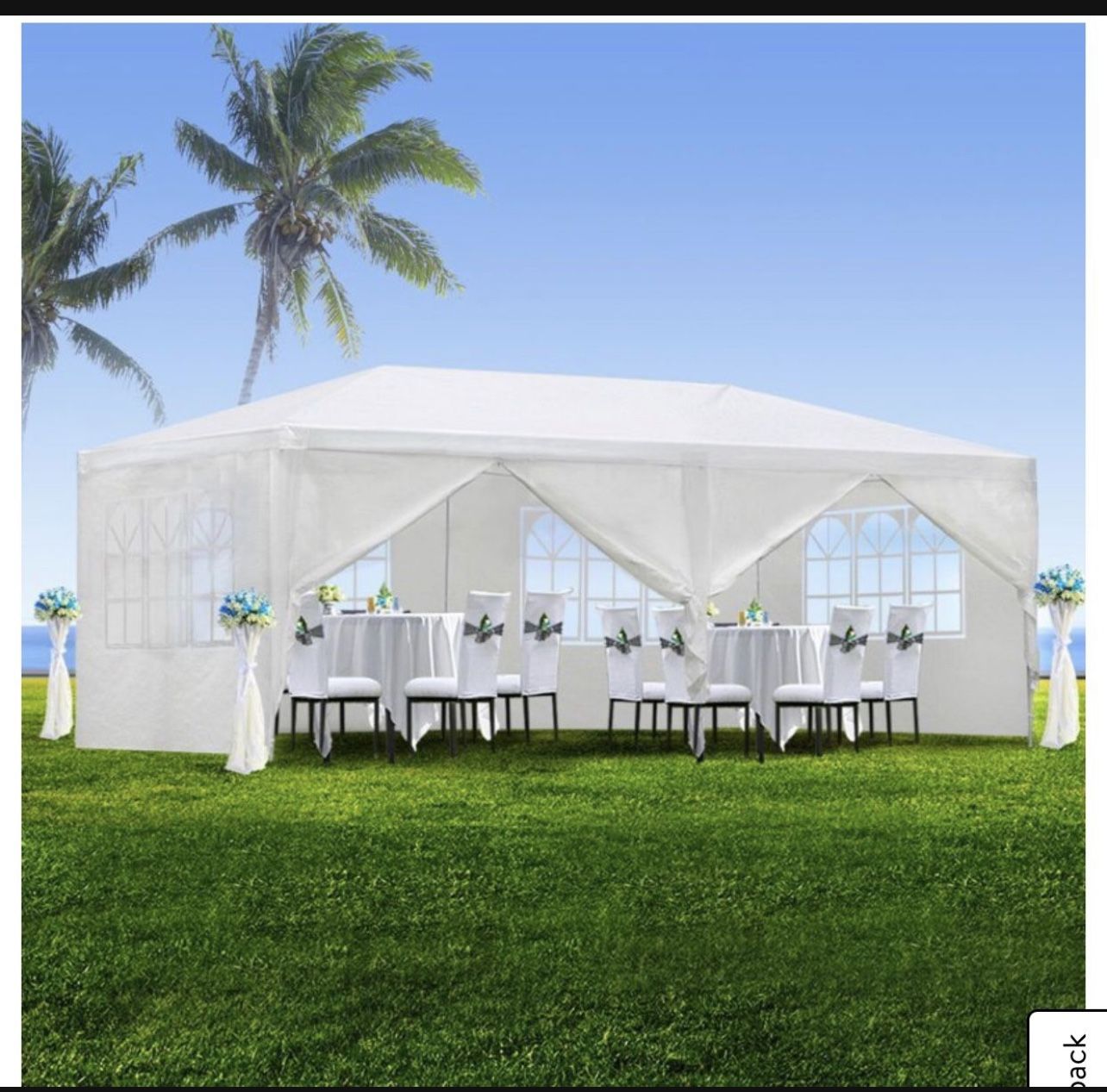 10'x20' Outdoor Canopy Party Wedding Tent White Gazebo Pavilion with 6 SideWalls