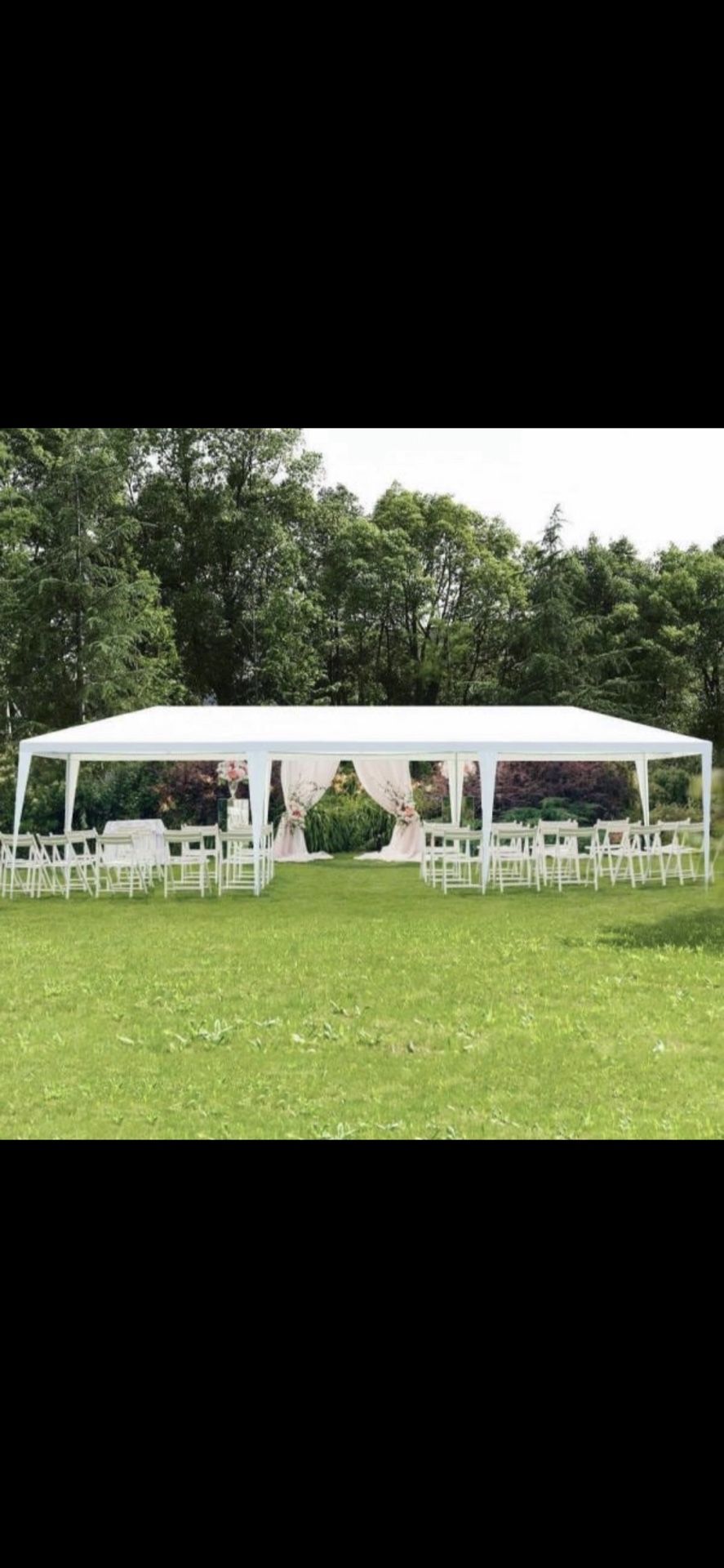 10'x 30' White Gazebo Wedding Party Tent Canopy With 6 Windows & 2 Sidewalls-8 For Sale