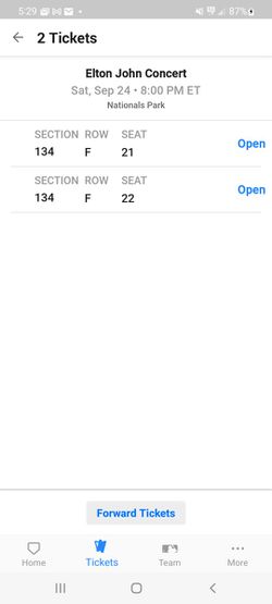 Elton John Tickets (2) Crocodile Rock Vip Tickets Sec 134 Row F Seats 21-22 Thumbnail