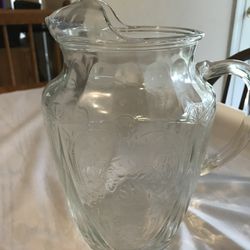 Clear depression glass Madrid pattern pitcher/vase Thumbnail
